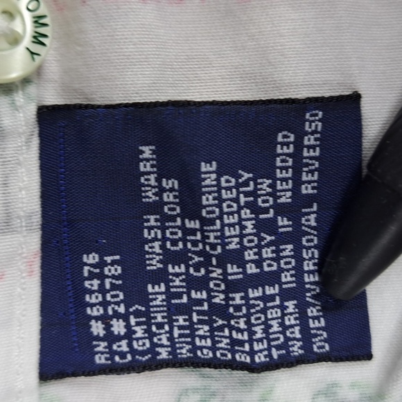 Vintage Tommy Jeans palm trees all over print white & green button-up Med shirt - Picture 8 of 8